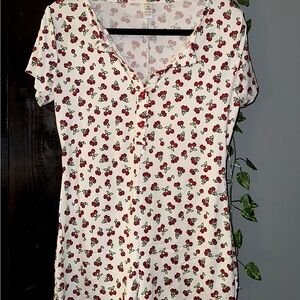 Cherry Print Short Sleeve Romper